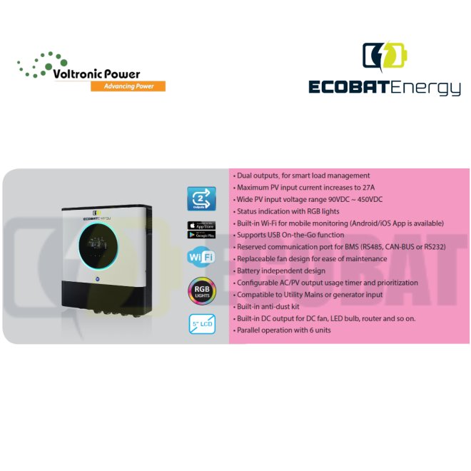 Inverter Off-grid 8Kw Ecobat Energy - Voltronic Axpert Max II Twin