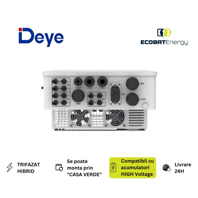 Invertor High Voltage HIBRID TRIFAZIC Deye 15 kW SUN-15K SG01HP3-EU