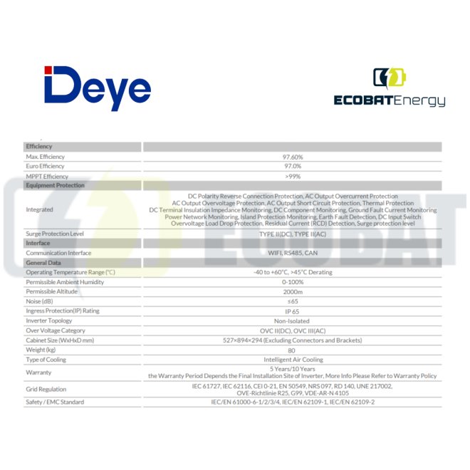 Invertor High Voltage HIBRID TRIFAZIC Deye 50 kW SUN-50K SG01HP3-EU