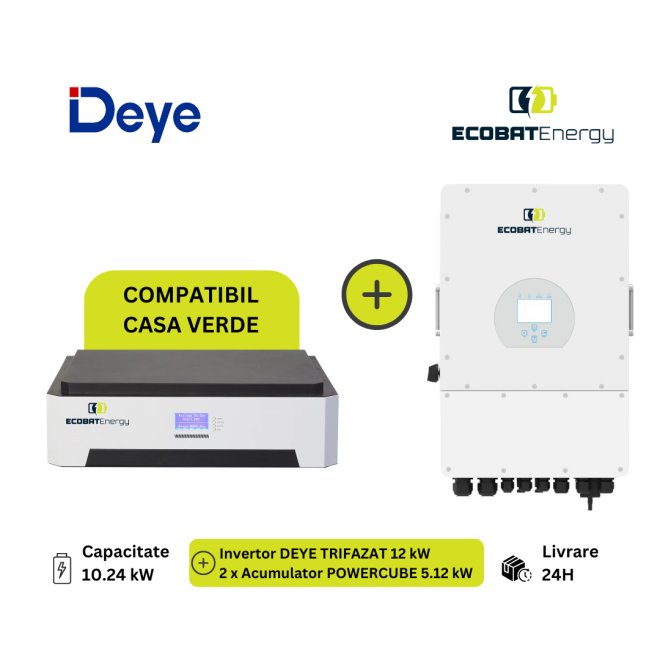 Combo Deye 12KW 3Phase & Powercube 10.24kwh