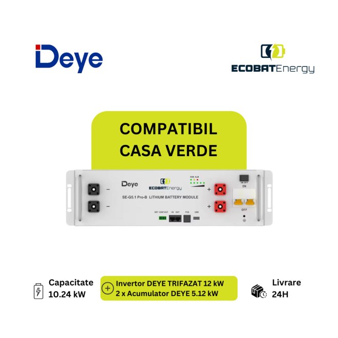 Combo Deye 12KW 3Phase & Deye 10.24kwh