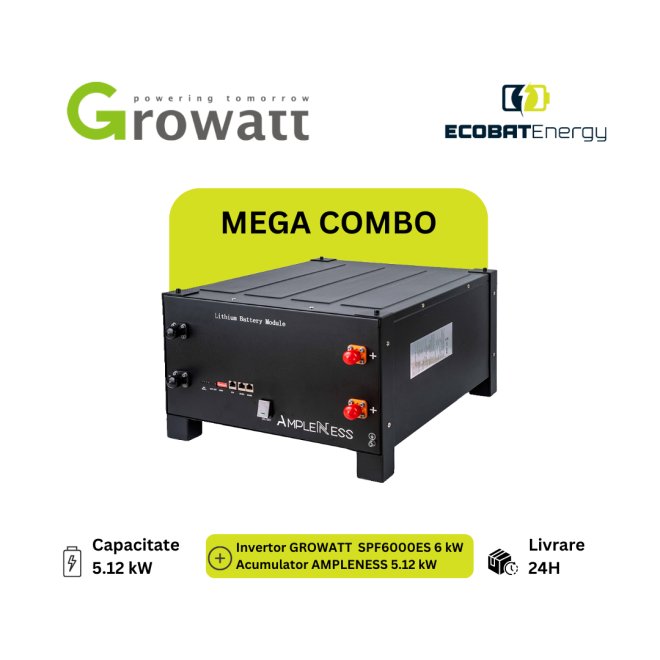 Combo Growatt SPF 6000ES 6kW & Ampleness 5.12kWh