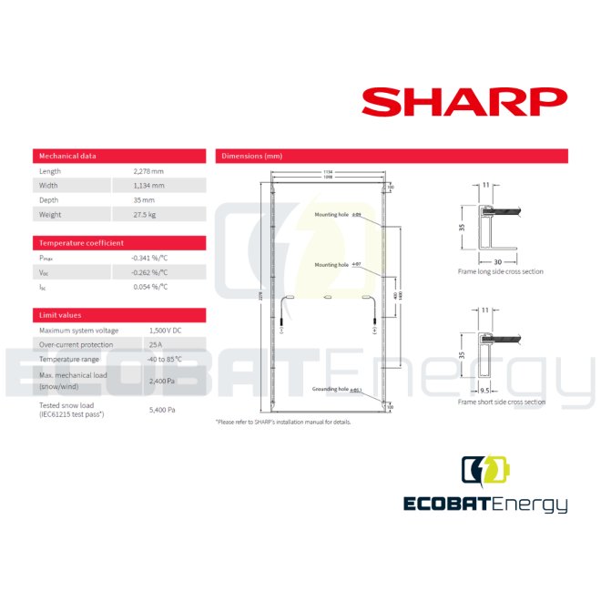 Panou fotovoltaic Sharp NU-JD545 / 550W