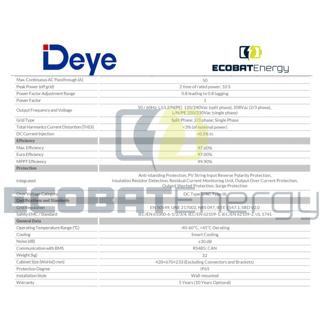 Invertor Deye Hibrid SUN-8K-SG01LP1-EU