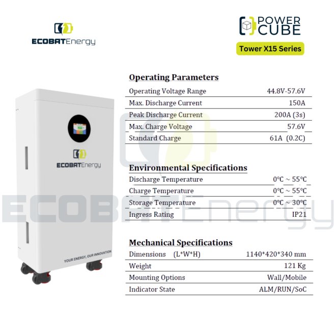 Acumulator TowerX15  Lifepo4 15,36 KWh 