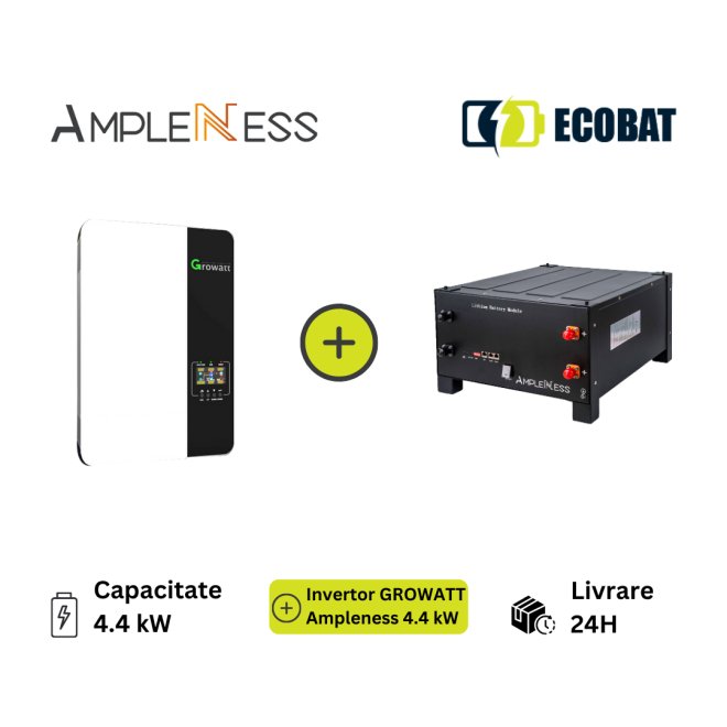 Combo Growatt SPF5000ES Off Grid & Amplenes 4,4 Kwh