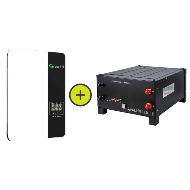 Combo Growatt SPF5000ES Off Grid & Amplenes 4,4 Kwh