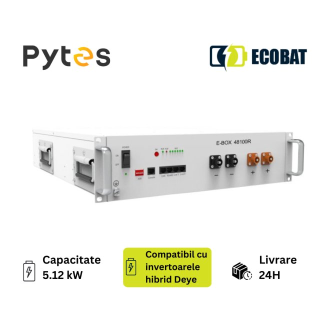 Acumulator Litiu 5.12KWH Lifepo4 Pytes Energy 48V 100Ah E-BOX-48100R